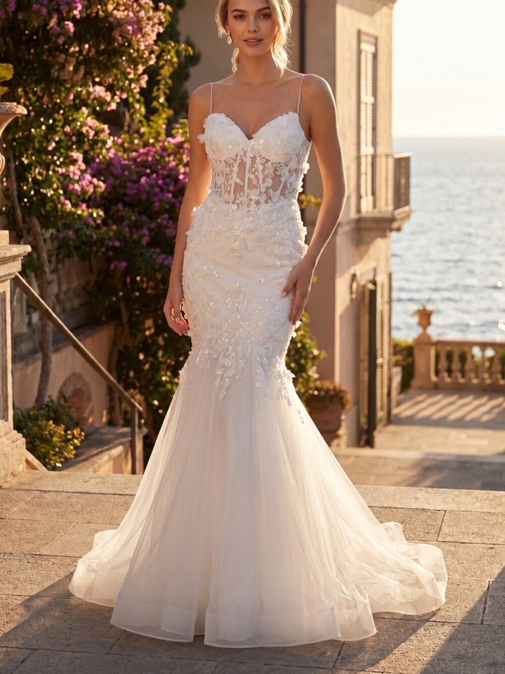NEW MERMAID WEDDING DRESS SIZE 16. OFF WHITE DESTINATION LACE UP CORSET GOWN